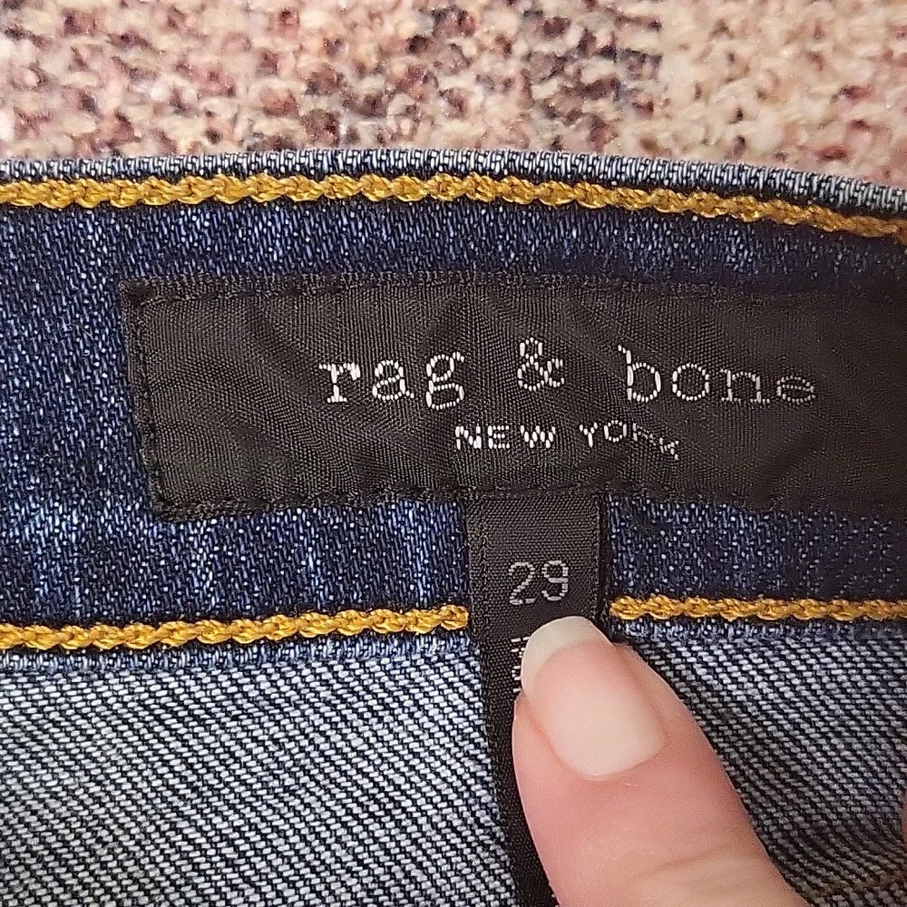 Rag & Bone High Rise Slim Straight Leg Jeans in Dark Paz - Picture 6 of 10